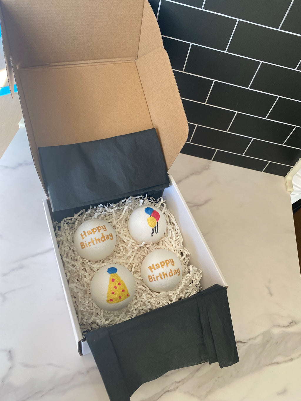 Happy Birthday Bath Bombs – 4 Pack Extra Large 3"