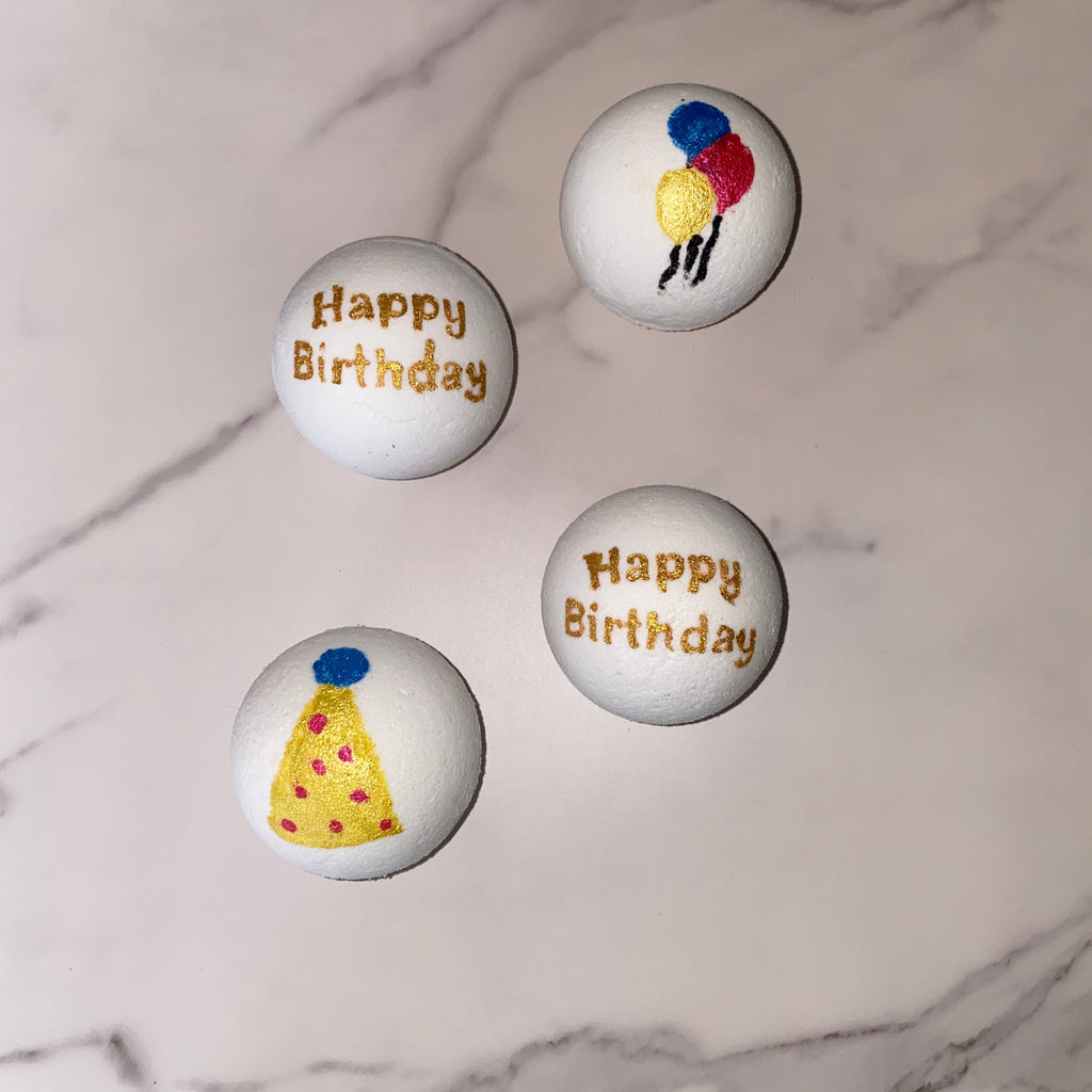 Happy Birthday Bath Bombs – 4 Pack Extra Large 3"