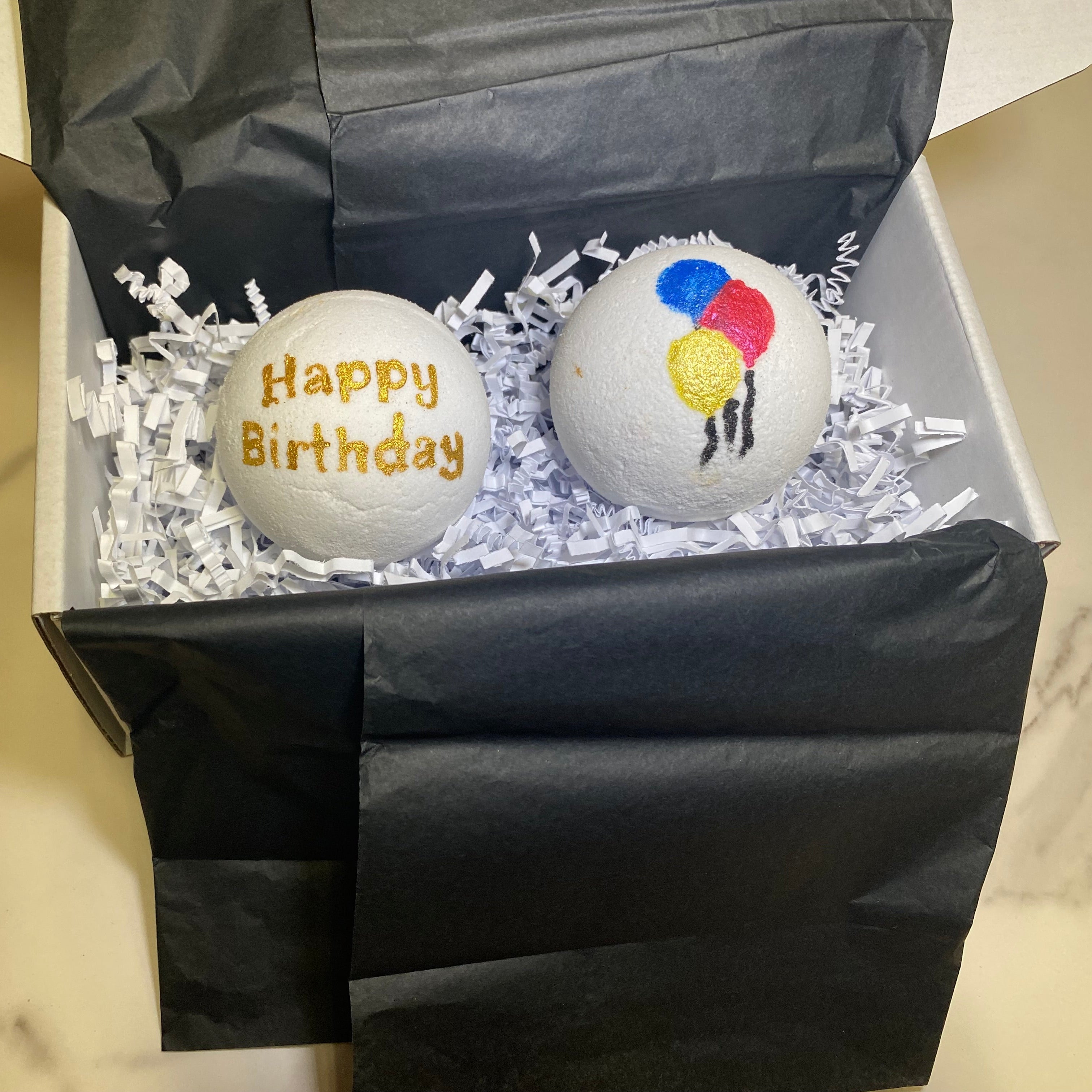 Happy Birthday Bath Bombs – 2 Pack Extra Large 3"