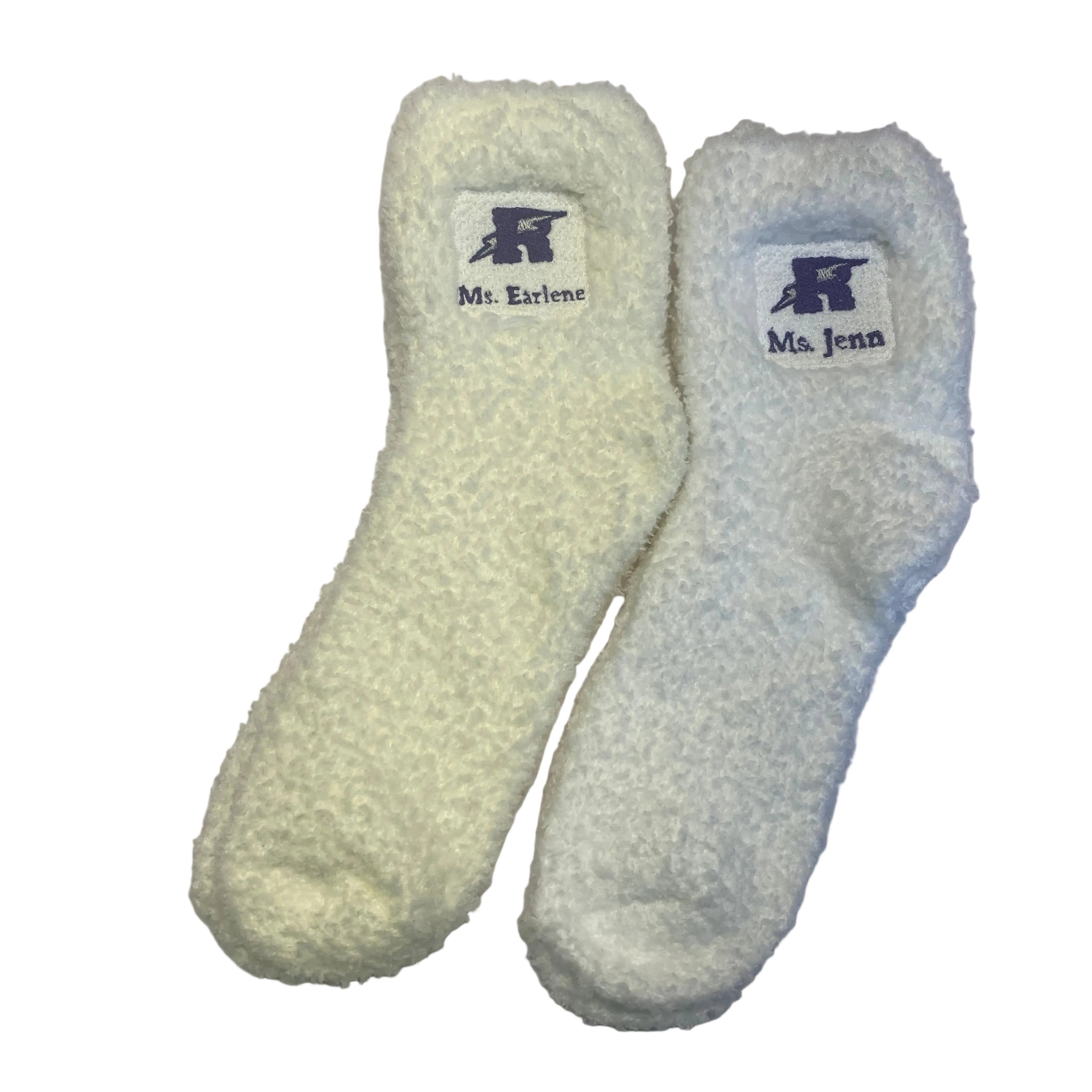 Rye Thunderbolts Personal Embroidered Fuzzy Socks